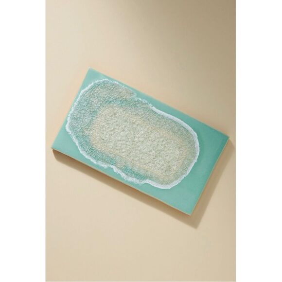 NEW Anthropologie Mint Molten Rock Recycle Glass Stonewear Bohemian Cheese Board - Picture 1 of 3